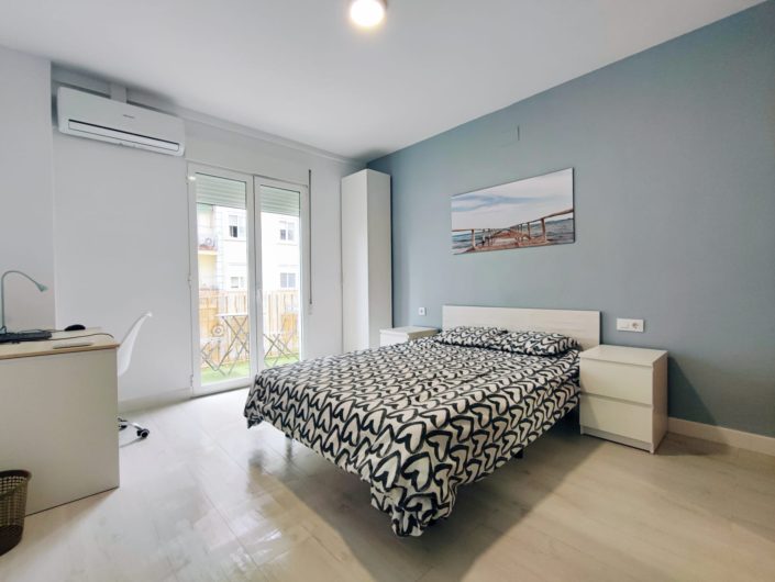 Spacious room with balcony and AC